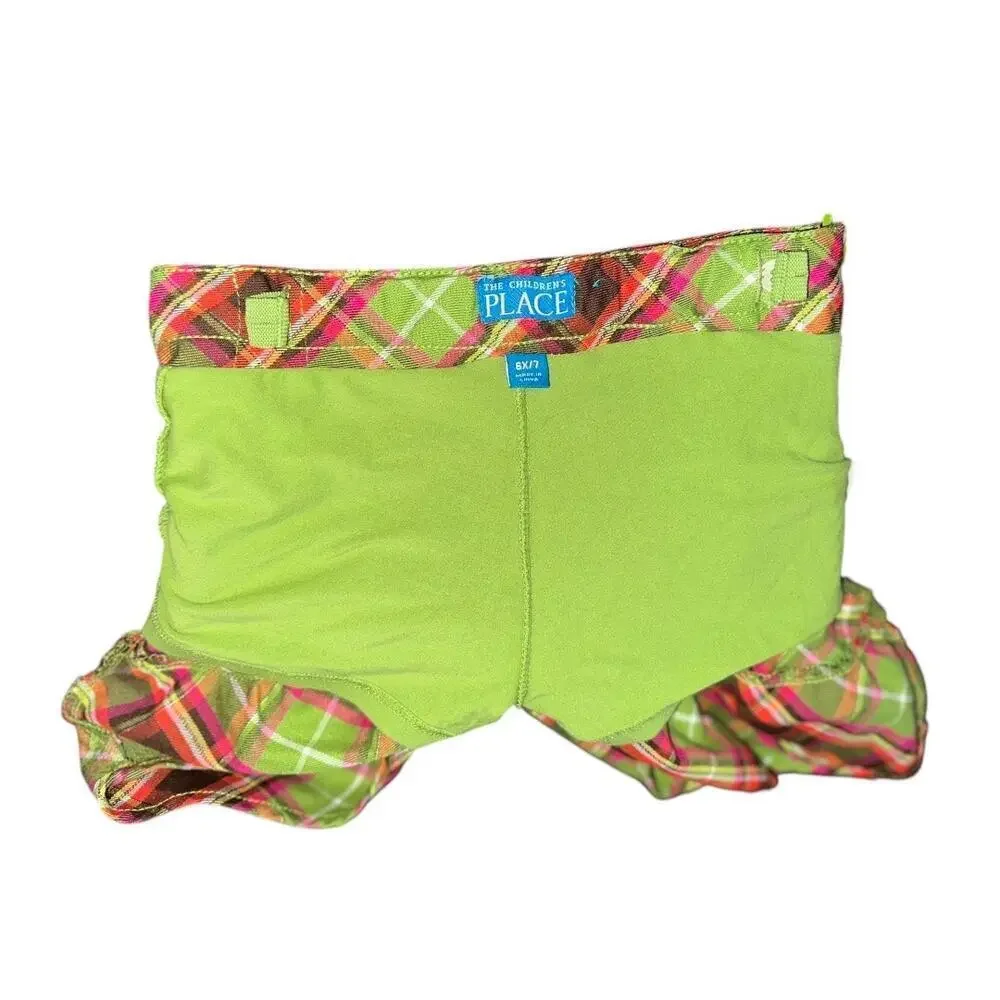 The Childrens Place size small/6X/7 colorful green plaid mini boden ruff…​​